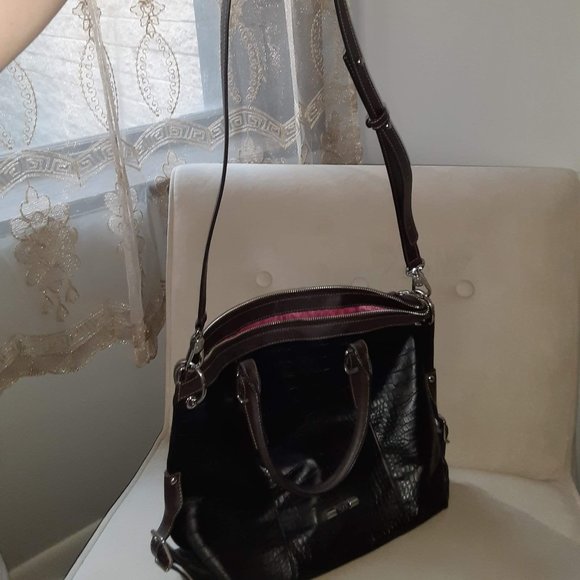 Tous black and brown alligator print leather tote shoulder bag - Picture 11 of 14